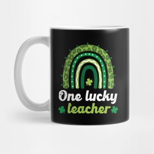 One Lucky Teacher Rainbow St Patrick’s Day leopard Mug